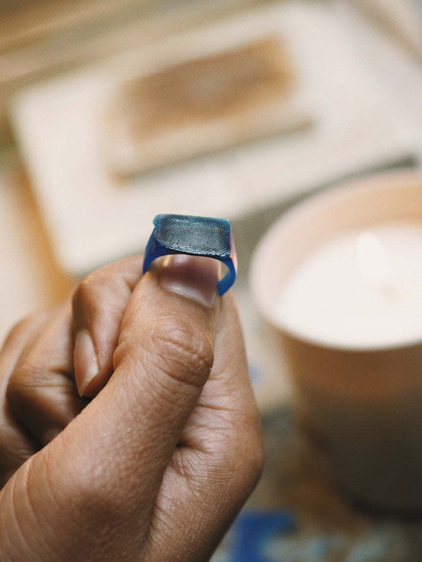 Fingerprint ring in wax